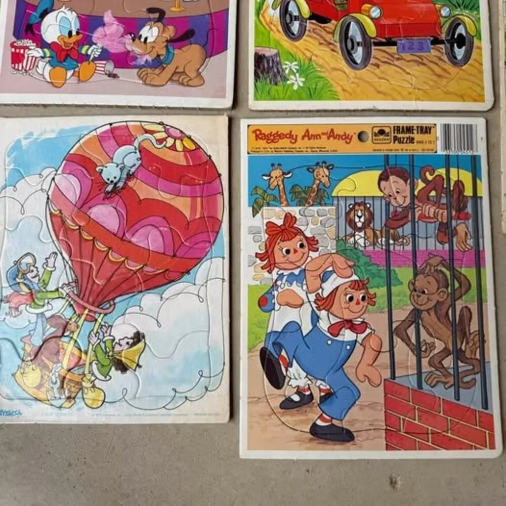 Vintage Puzzle Tray Lot Disney, Disney Babies, Raggedy Ann 80s Frame